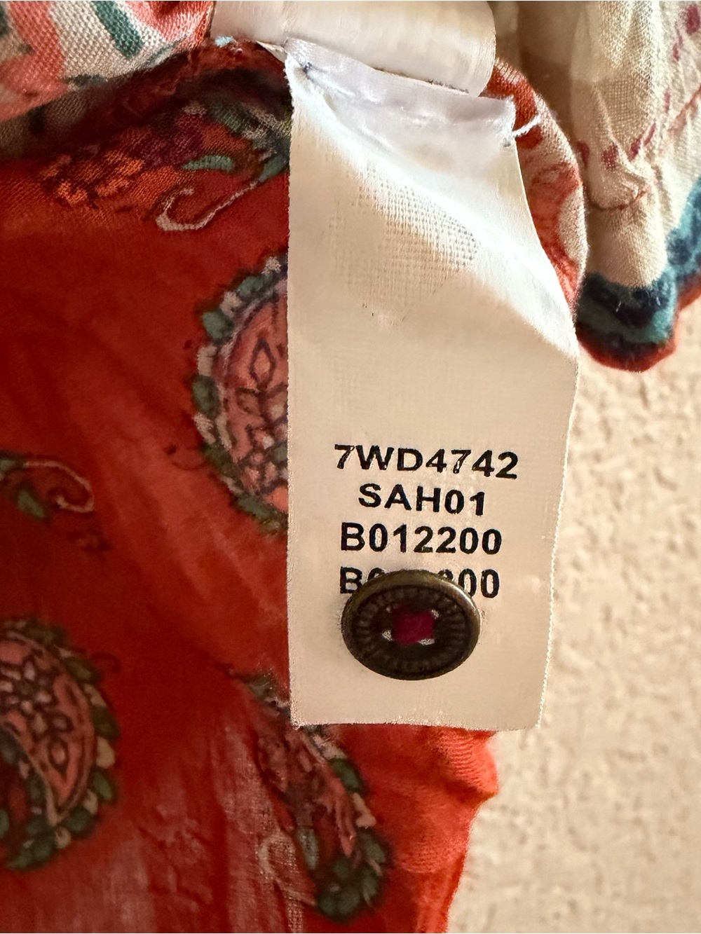 Lucky Brand Top Women XL Colorful Paisley Stripe 3/4 Sleeve Boho Granola Earthy - Picture 10 of 10